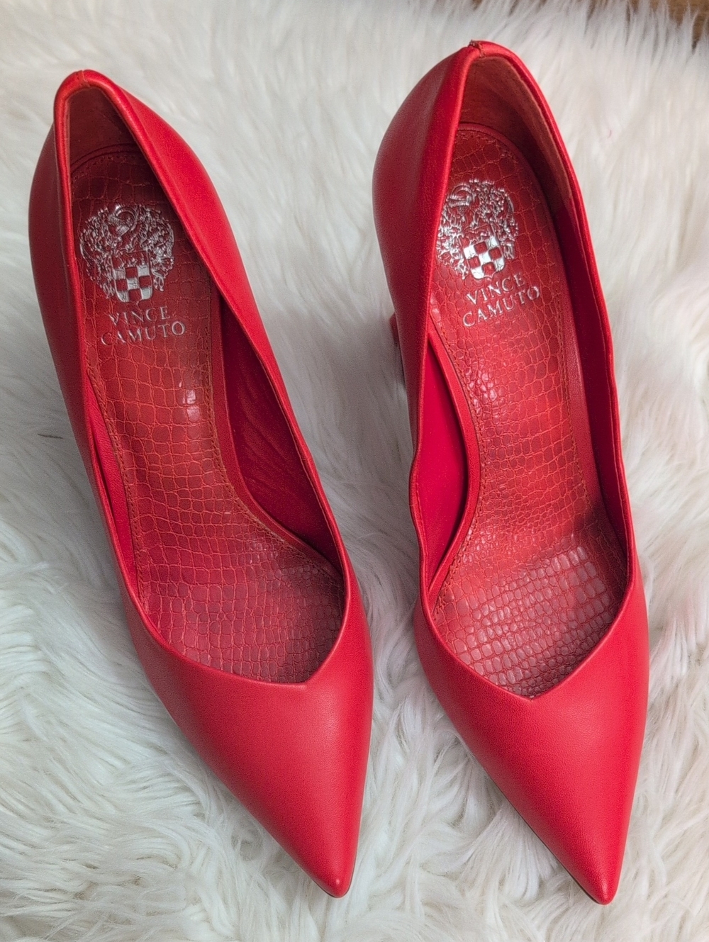 Vince Camuto Bright Red Pointed-Toe Stiletto Pumps - Picture 2 of 5